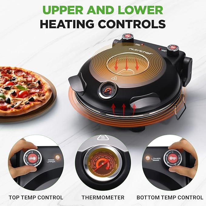Electric Pizza Oven 30cm Non-Stick Stone 425°C Countertop Cooker 1200W