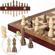 38cm Magnetic Wooden Folding Chess Set with Extra Queens & Storage Box