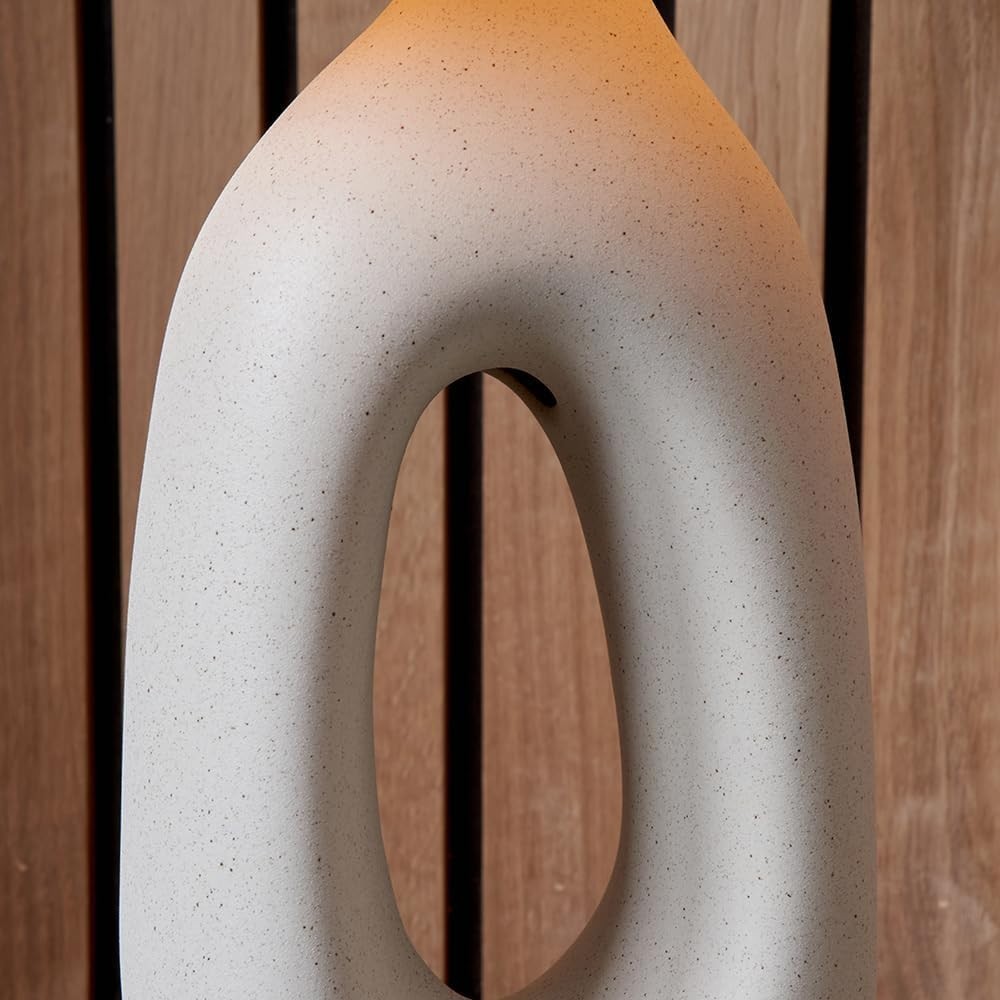 Boho Ceramic Table Lamp with Natural Cotton Shade – Tall & Stylish