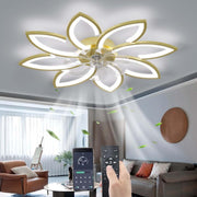 90CM Ceiling Fan with Light, 6-Speed, Remote, Silent DC, Gold, LED