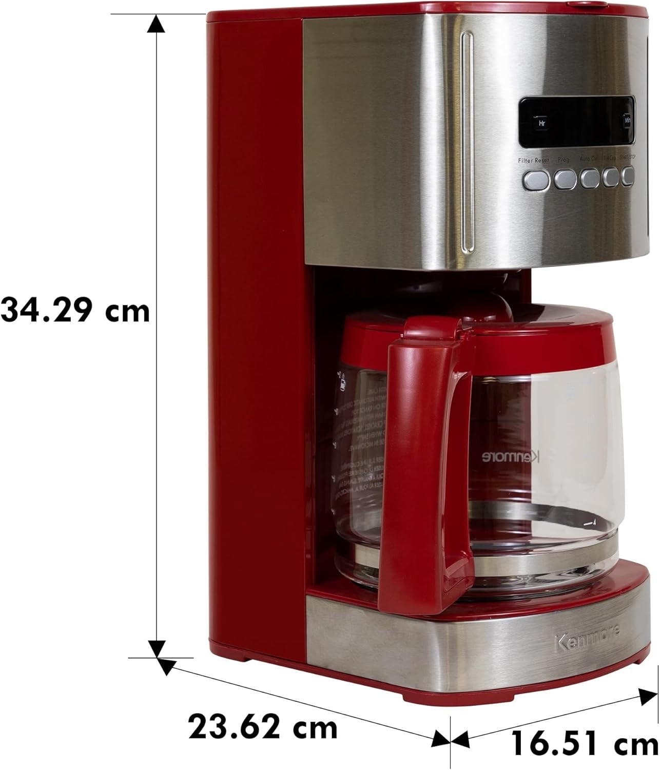 12-Cup Filter Coffee Maker 1.8L Programmable Timer Auto Shut-Off Red