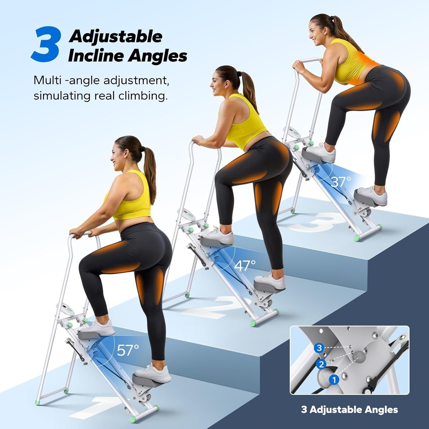 Foldable Stair Climber w/ LCD Monitor, Adjustable Pedals & 2 Resistance Levels