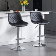 Adjustable Black Faux Leather Bar Stools Set of 2 Swivel Kitchen Counter