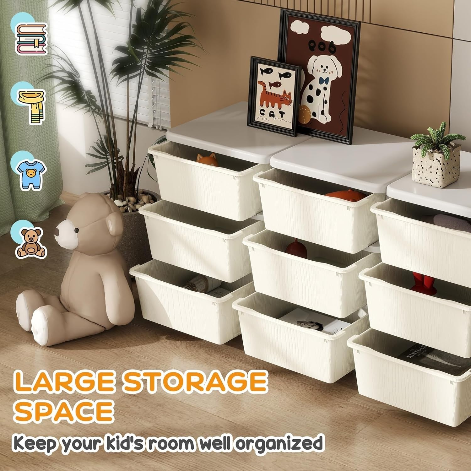 Kids 9-Drawer Storage Unit Toy Organizer Chest with Safe Rounded Corners