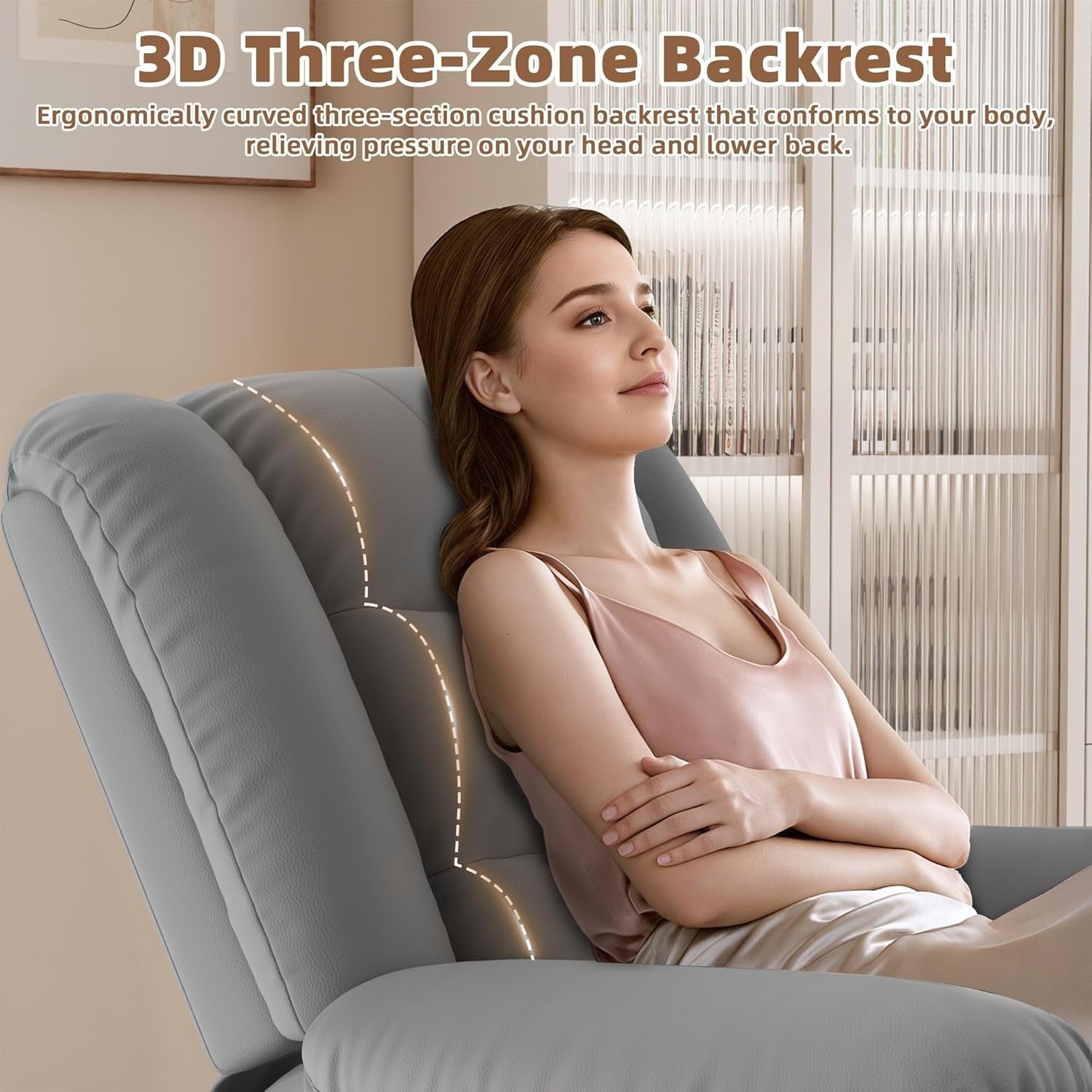 Recliner Armchair Adjustable PU Leather Lounge Chair with Footrest Grey