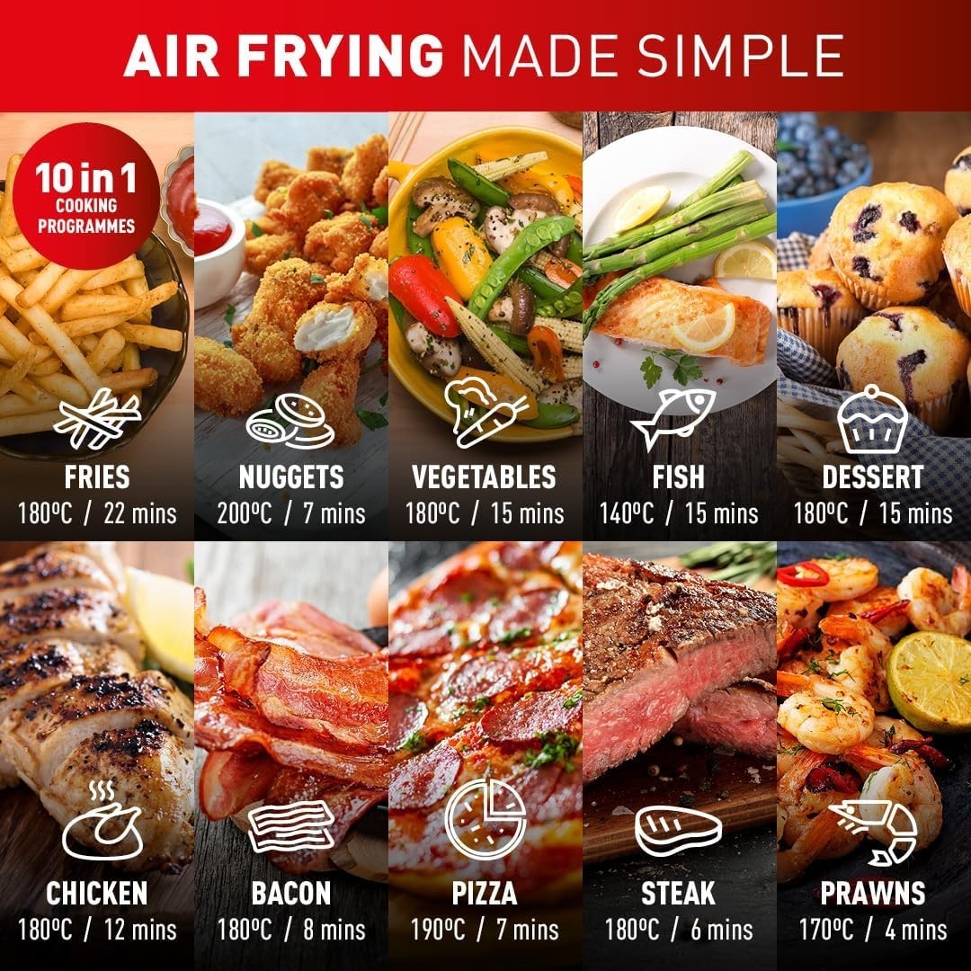5L Digital Air Fryer 10-in-1 | Extra Crisp | No-Oil Cooking | Family Size