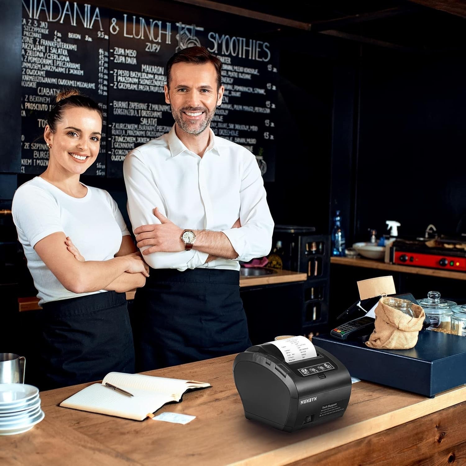 WiFi Thermal Receipt Printer POS USB LAN RS232 High-Speed Black