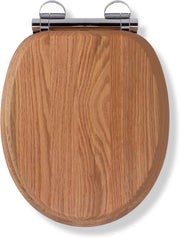 Solid Oak Toilet Seat Soft Close Quick Release Antibacterial Wooden