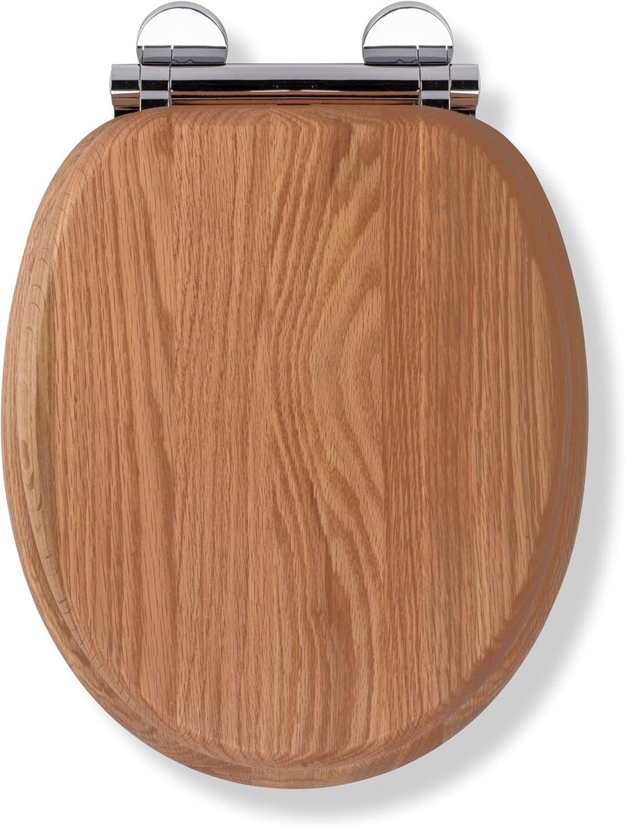 Solid Oak Toilet Seat Soft Close Quick Release Antibacterial Wooden