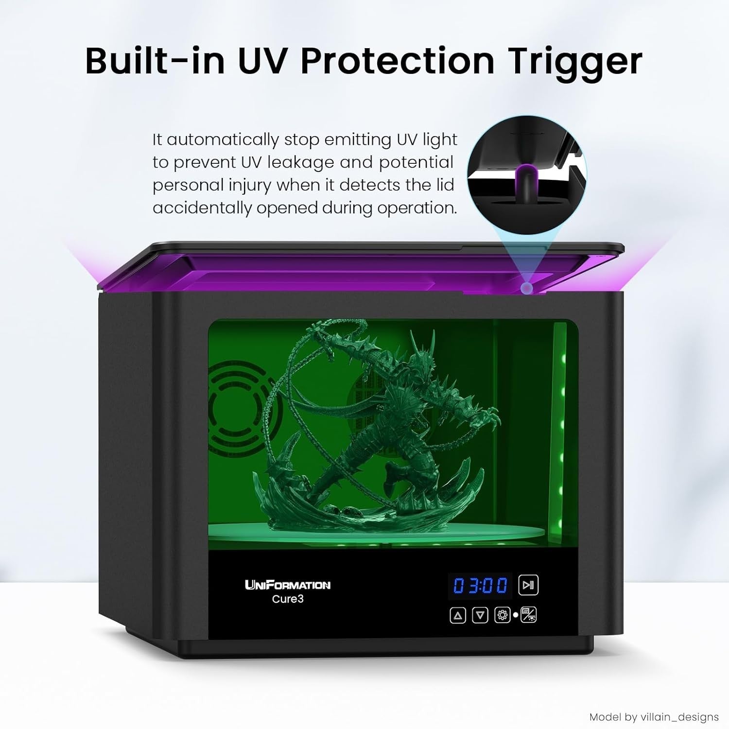 UV Resin Curing Station 360° Turntable Heated Drying Large Curing Box