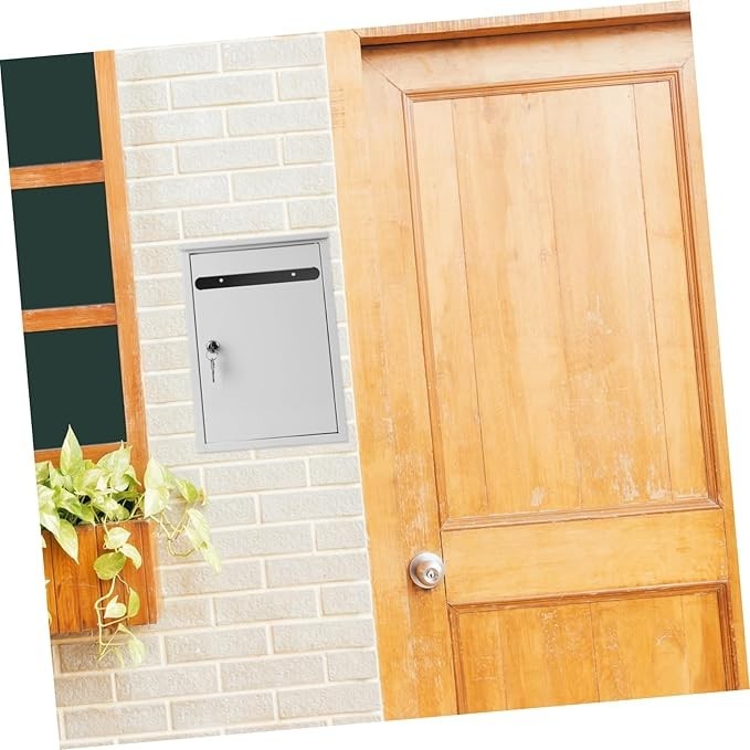 Wall Mount Lockable Suggestion Box White Steel Secure Voting Complaint Drop