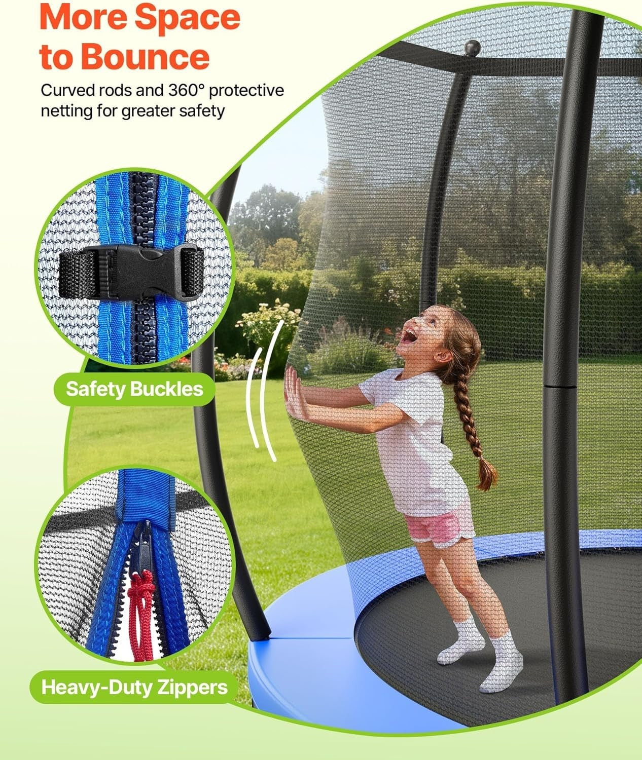 14FT Outdoor Trampoline with Safety Enclosure Heavy Duty 450LB