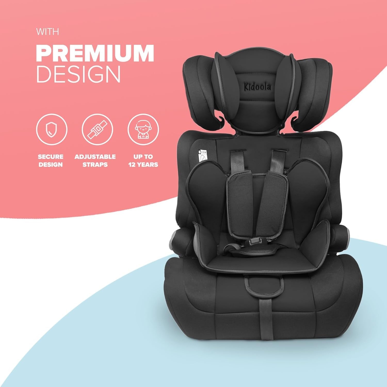 High Back Booster Car Seat for Kids Adjustable Headrest Safety Certified