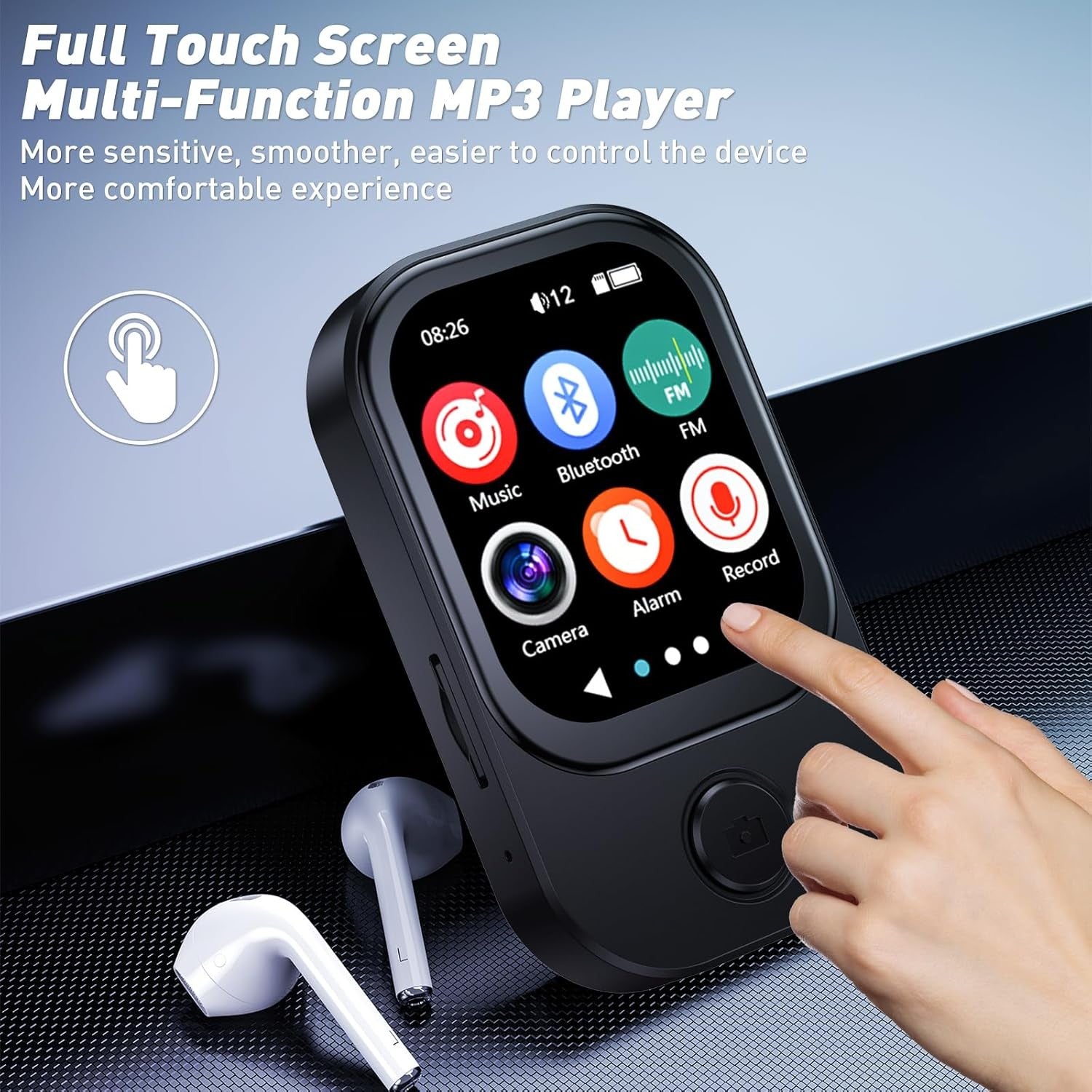 64GB MP3 Player Bluetooth 180° Camera Pedometer FM Black