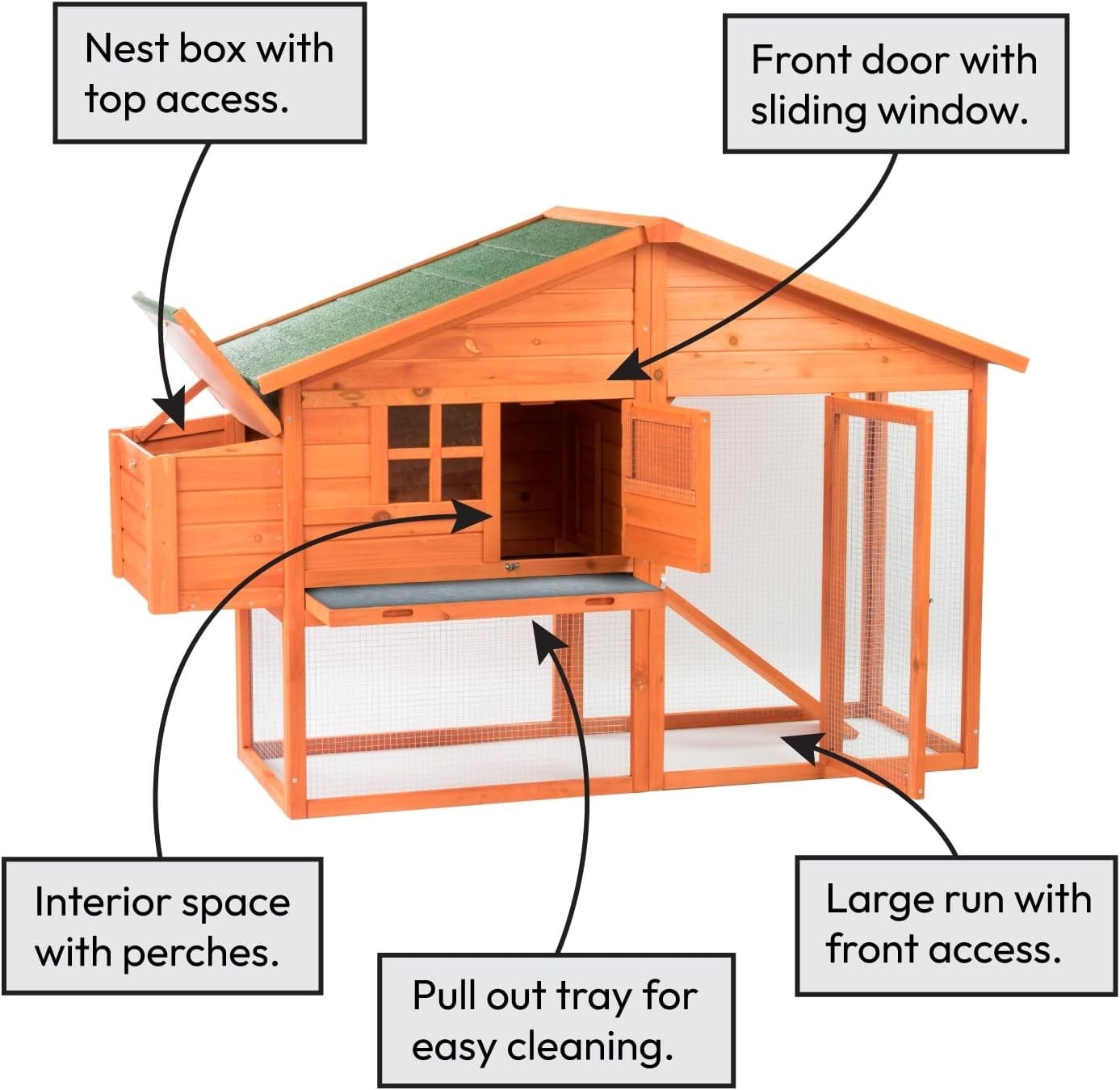 Extra Large Wooden Chicken Coop with Run 4 Birds