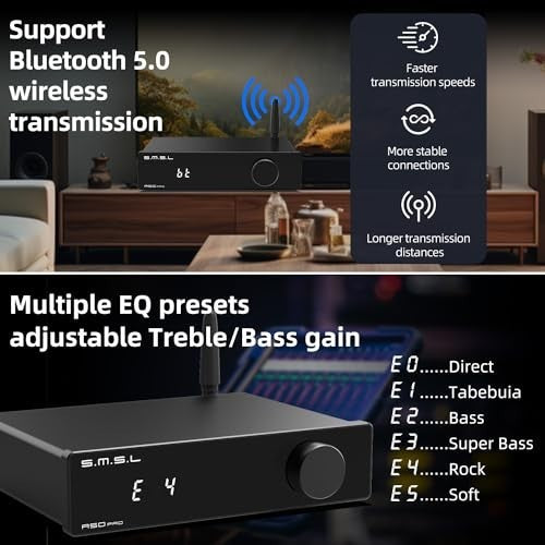 2.1-Channel HiFi Amplifier 100W Subwoofer Bluetooth USB HDMI Optical AUX