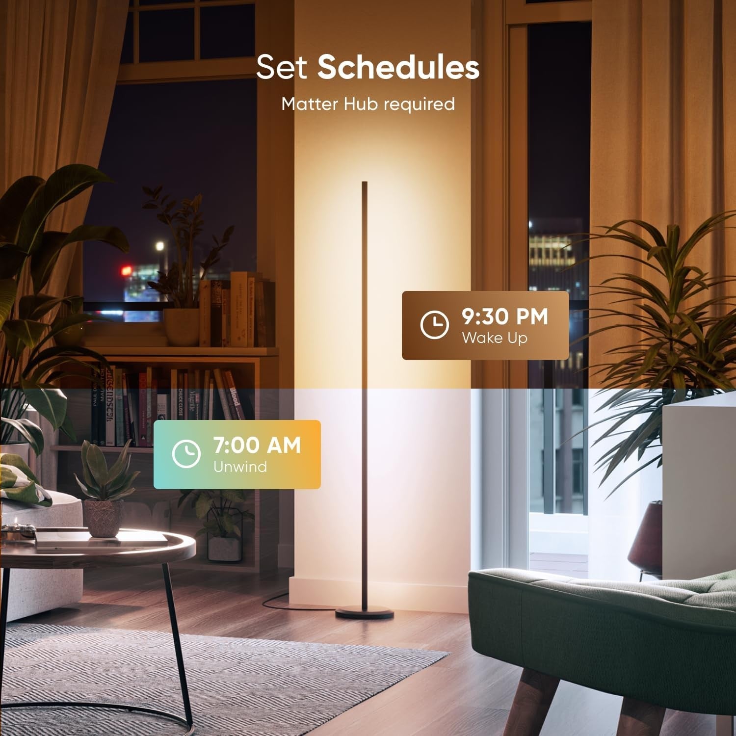 Smart RGBIC Floor Lamp Music Sync App Voice Control LED Corner Light