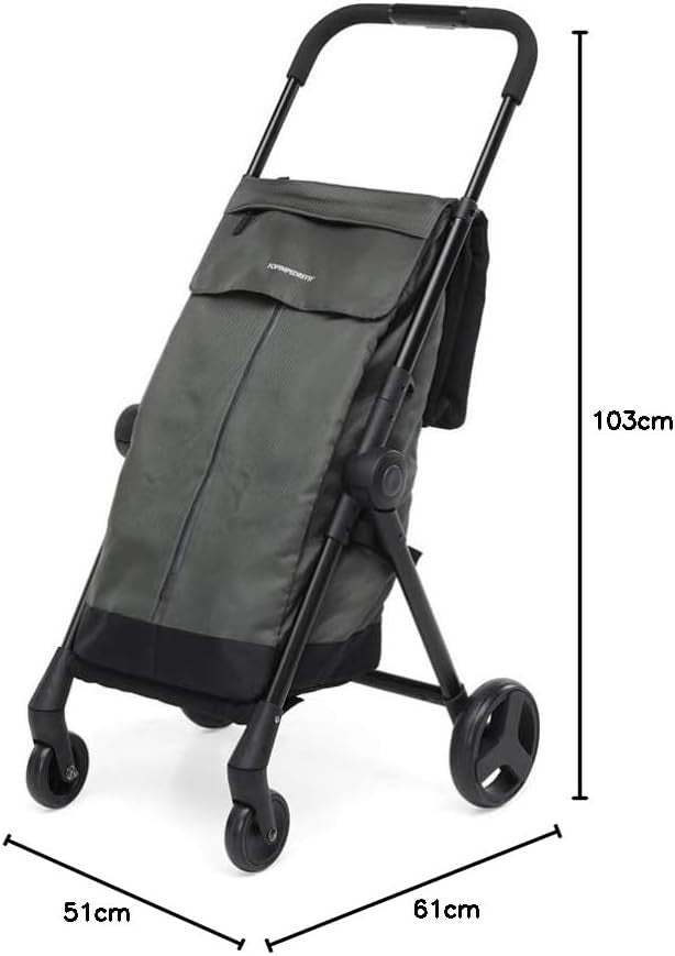 Folding Shopping Trolley 46L Bag Swivel Wheels Lightweight Aluminium Grey