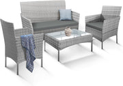 4pc Outdoor Rattan Garden Sofa Set | Stackable Patio Lounger with Table