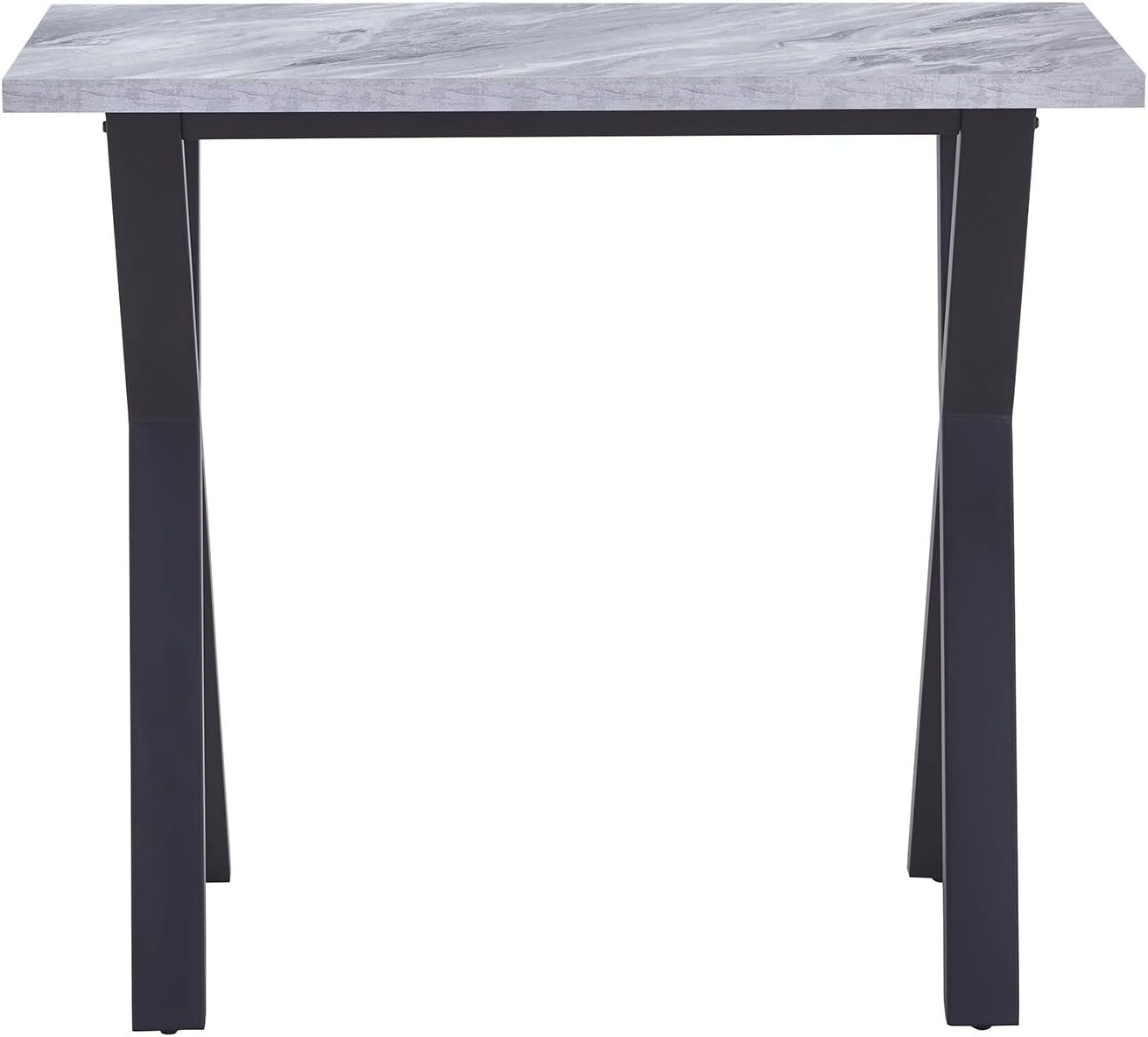 White Marble Effect Breakfast Bar Table with Metal Legs – Modern Counter Dining