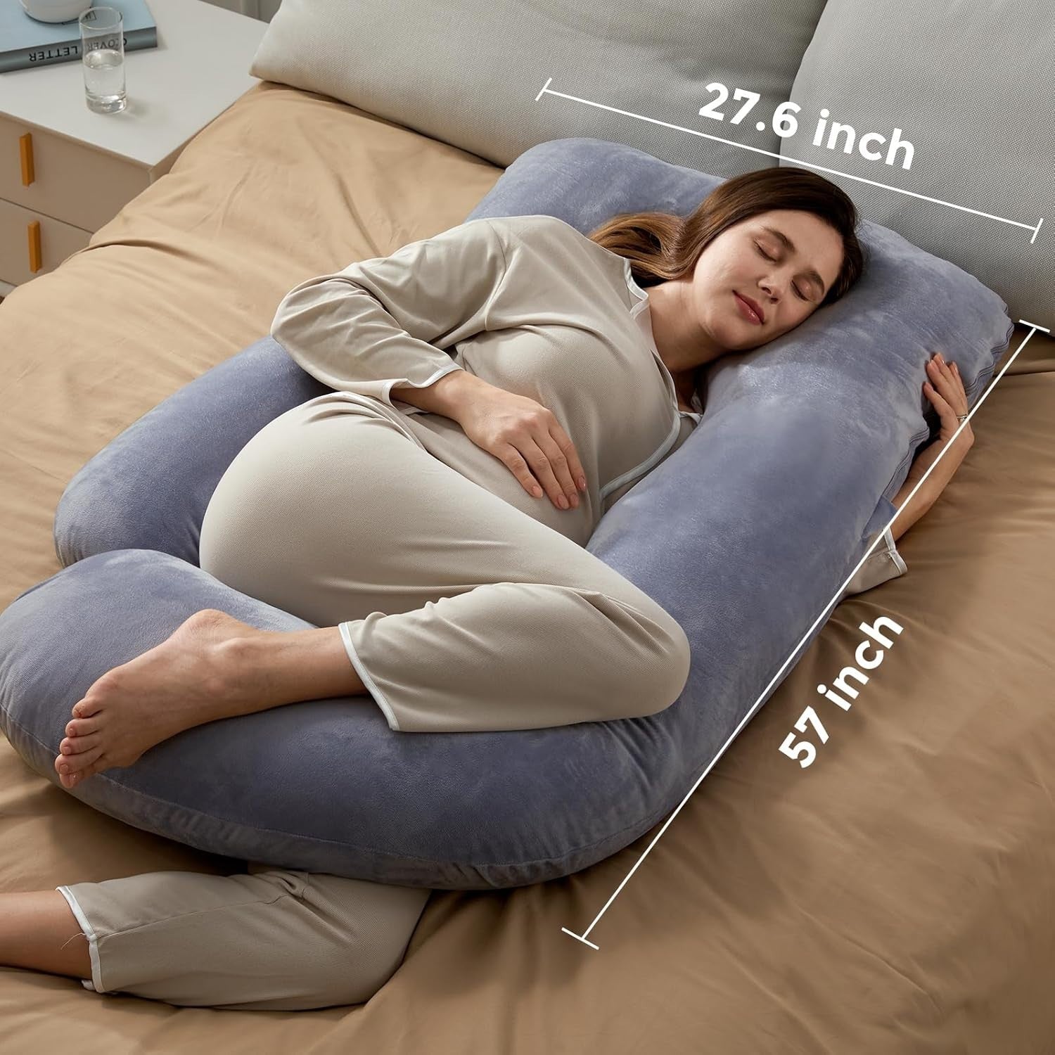 Pregnancy Pillow 57” U Shape Full Body Support Maternity Sleep Cushion