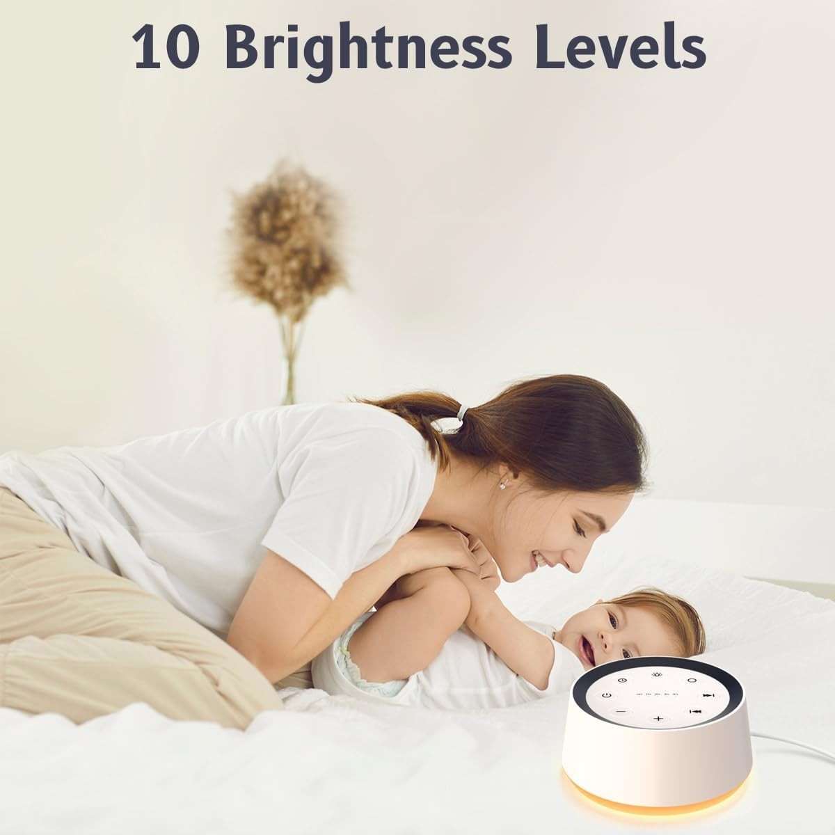 White Noise & Brown Noise Machine – 30 Soothing Sounds with Night Light