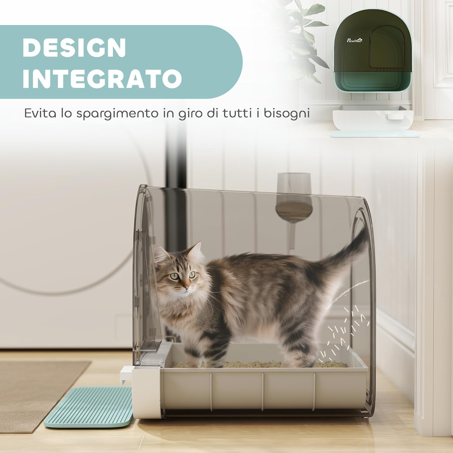 Hooded Cat Litter Box Enclosed Tray Drawer Odor Control Scoop Mat