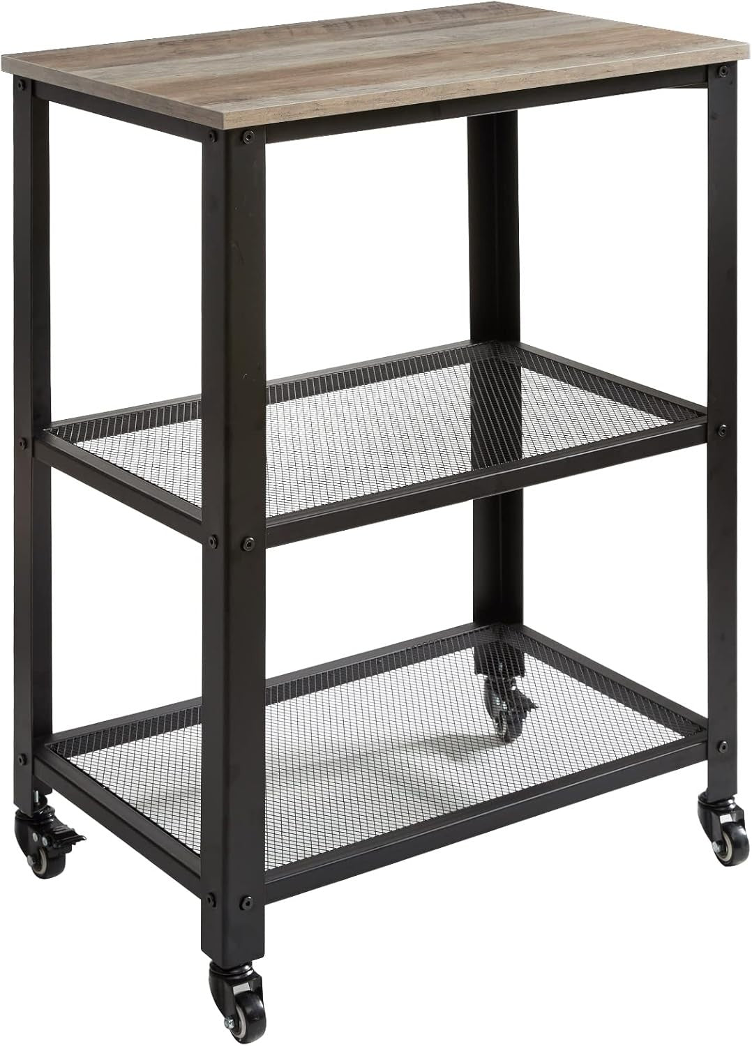 3 Tier Kitchen Trolley on Wheels Industrial Storage Cart Utility Serving Rack