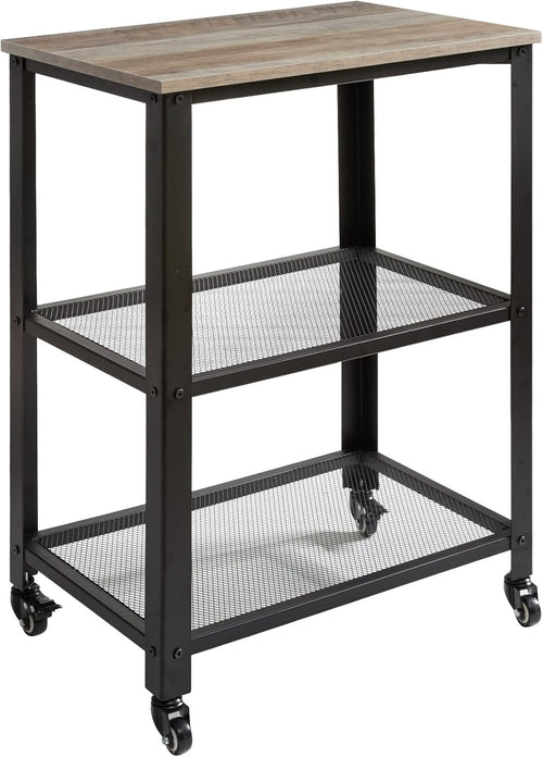 3 Tier Kitchen Trolley on Wheels Industrial Storage Cart Utility Serving Rack