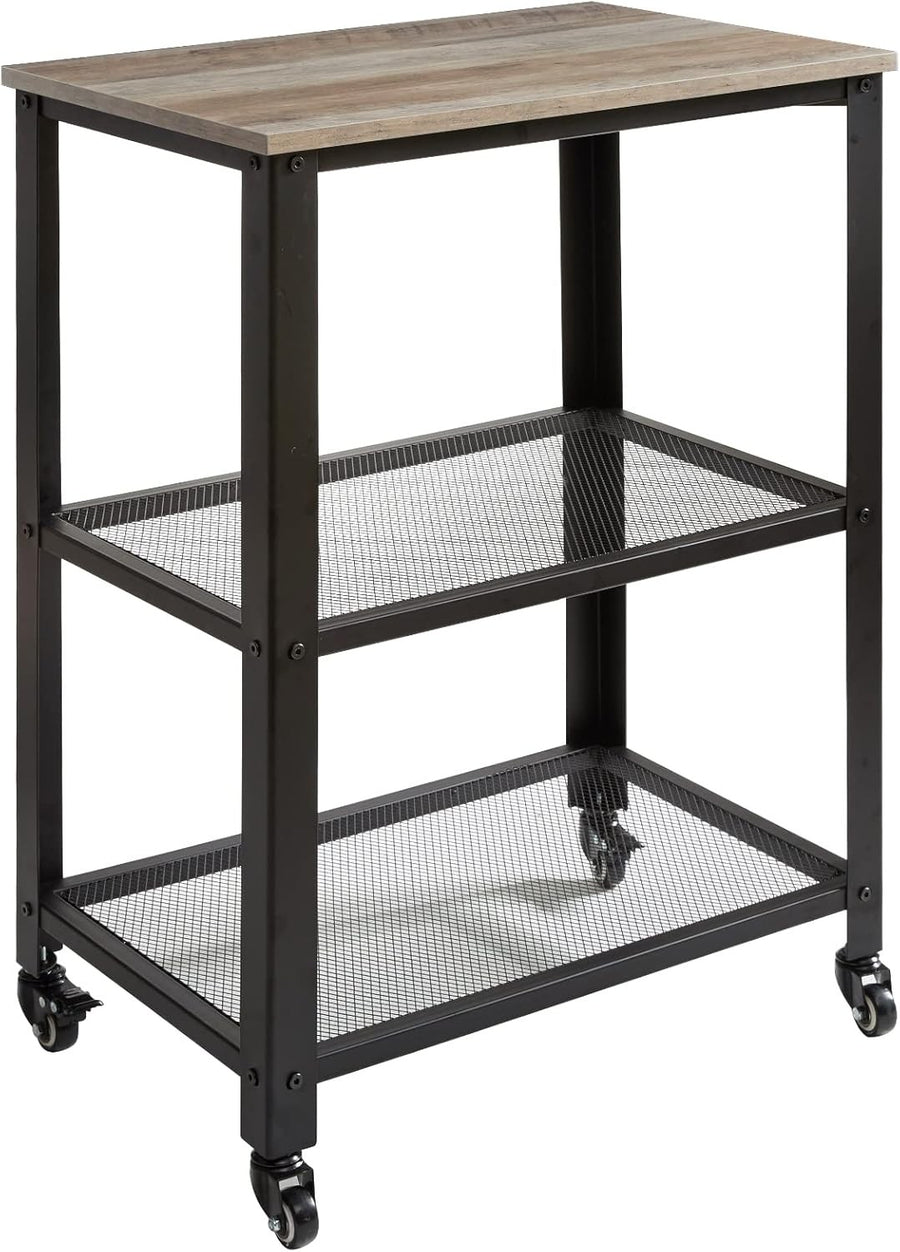 3 Tier Kitchen Trolley on Wheels Industrial Storage Cart Utility Serving Rack