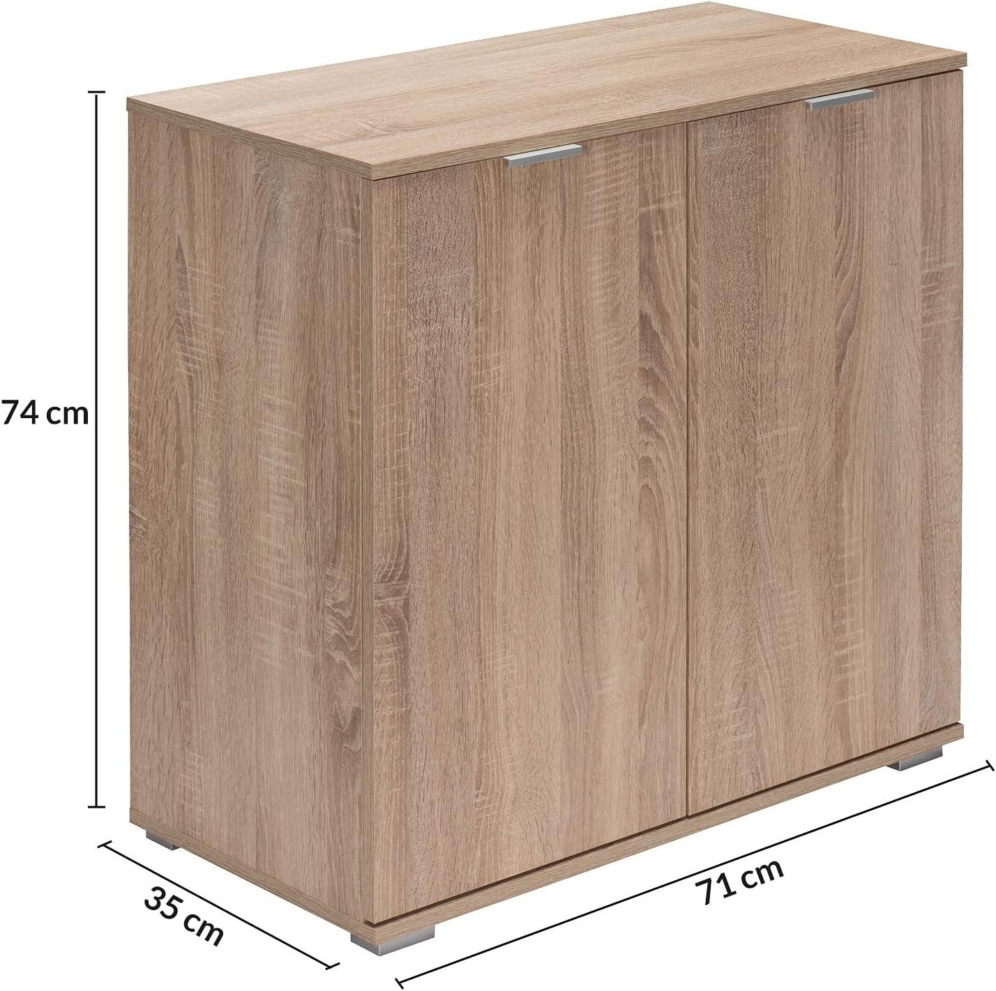Oak Effect 2 Door Storage Cabinet 71x74cm | Modern Bookshelf Unit
