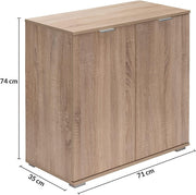 Oak Effect 2 Door Storage Cabinet 71x74cm | Modern Bookshelf Unit