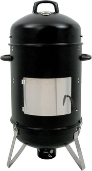 46cm Charcoal Smoker Barrel BBQ Grill with Thermometer & Hanging Hooks Outdoor