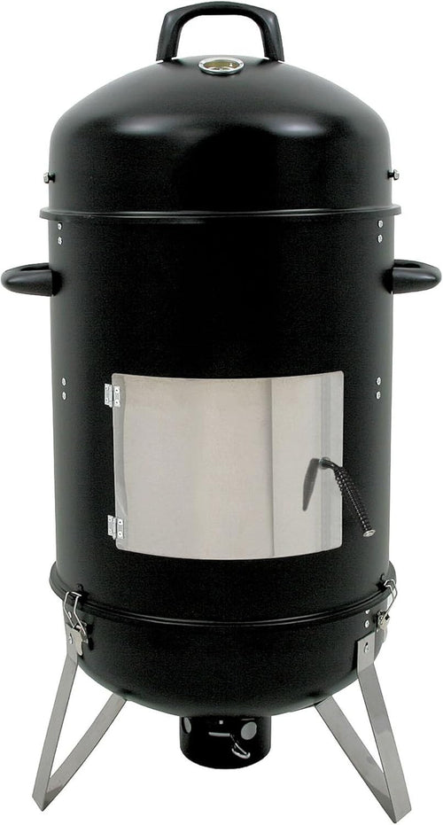 46cm Charcoal Smoker Barrel BBQ Grill with Thermometer & Hanging Hooks Outdoor