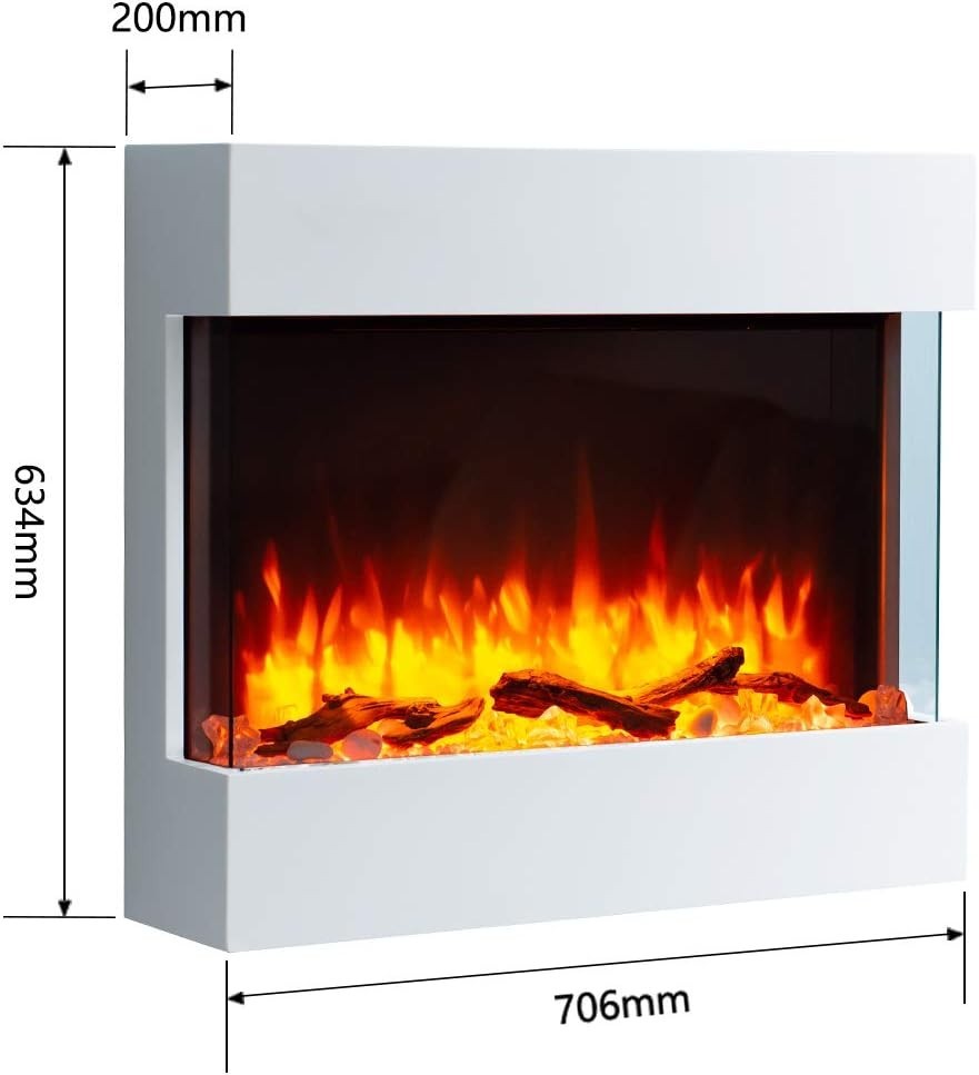 30" Wall Mounted Electric Fireplace LED Flame Heater Remote 1.8kW