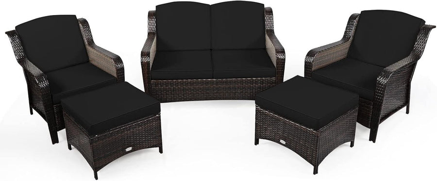 5-Piece Outdoor Patio Rattan Sofa Set - Weatherproof Garden Conversation