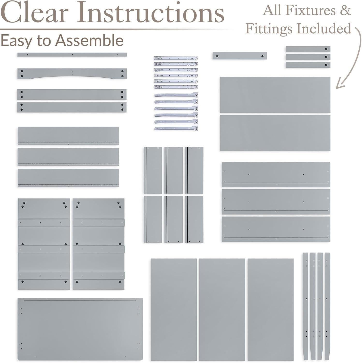 Grey 3 Drawer Chest, MDF Storage Cabinet, Chrome Handles, 80cm Wide