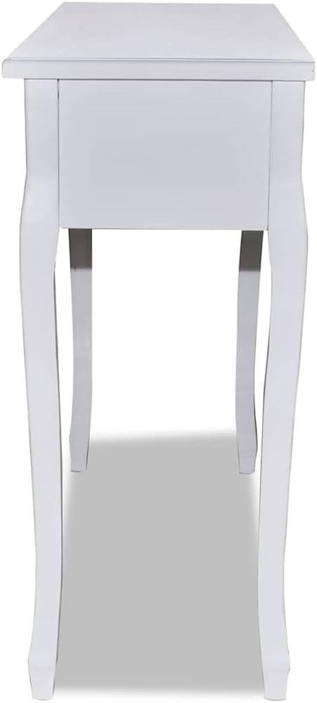 Stylish White Console Table with 3 Drawers - Compact, Durable & Easy Assembly