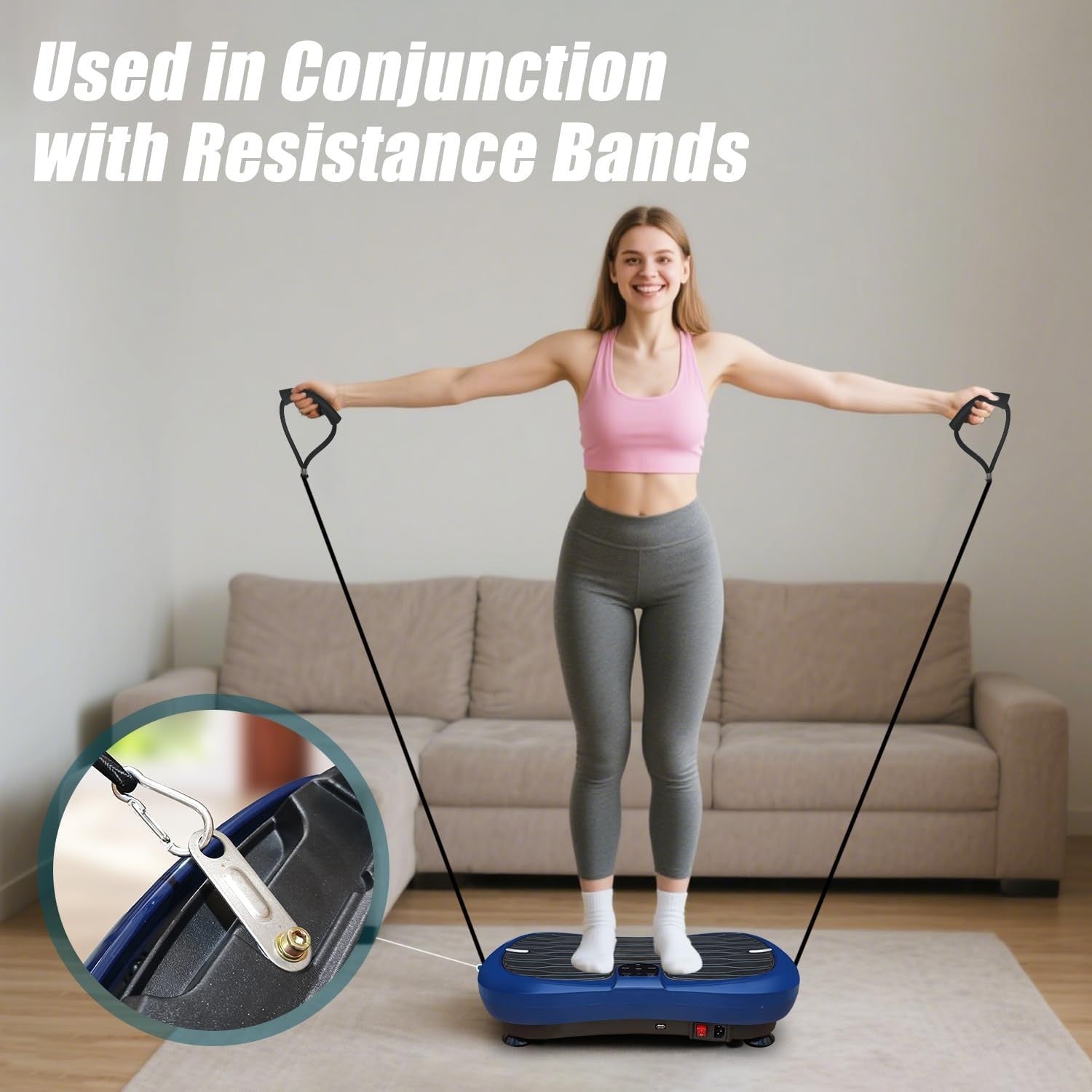Bluetooth Vibration Plate Exercise Machine with Bands Whole Body Weight Loss