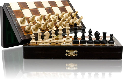 Magnetic 28cm Wooden Chess Set | Portable Folding Travel Board | Handcrafted Gam