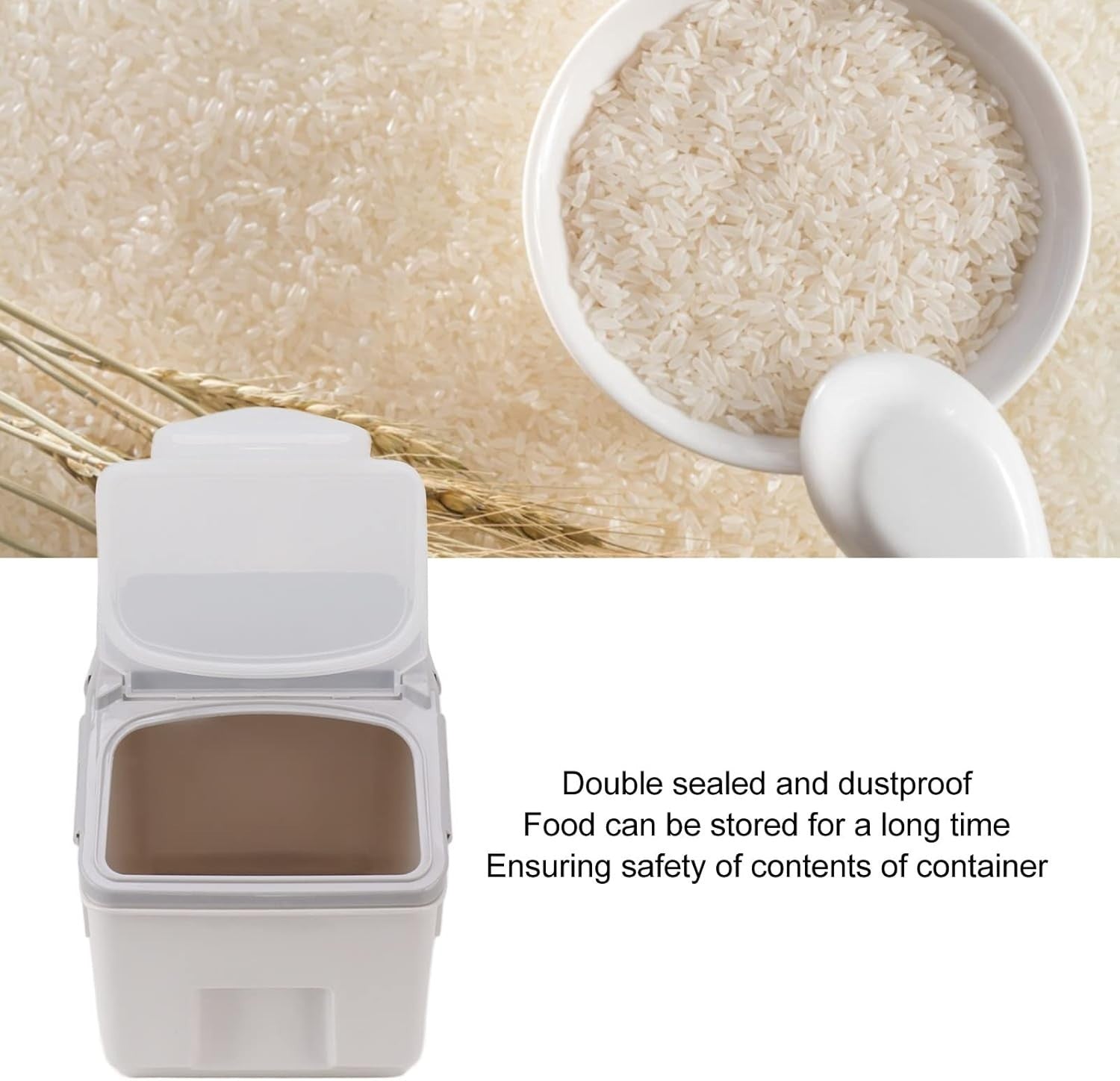 10KG Airtight Rice Storage Container Double Seal Grain Dispenser