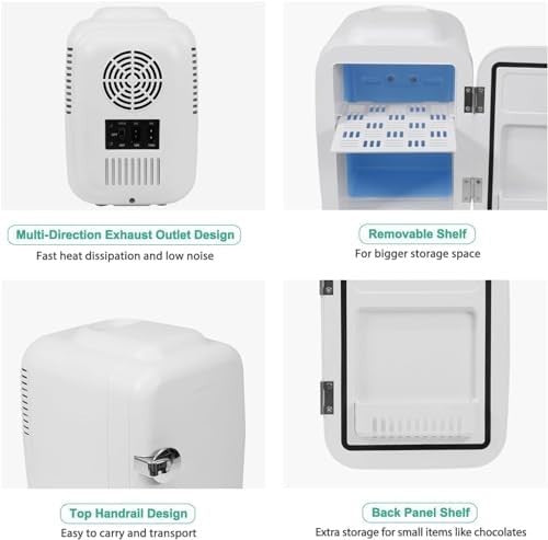 Mini Fridge 4L Portable Cooler & Warmer AC/DC Compact Quiet White