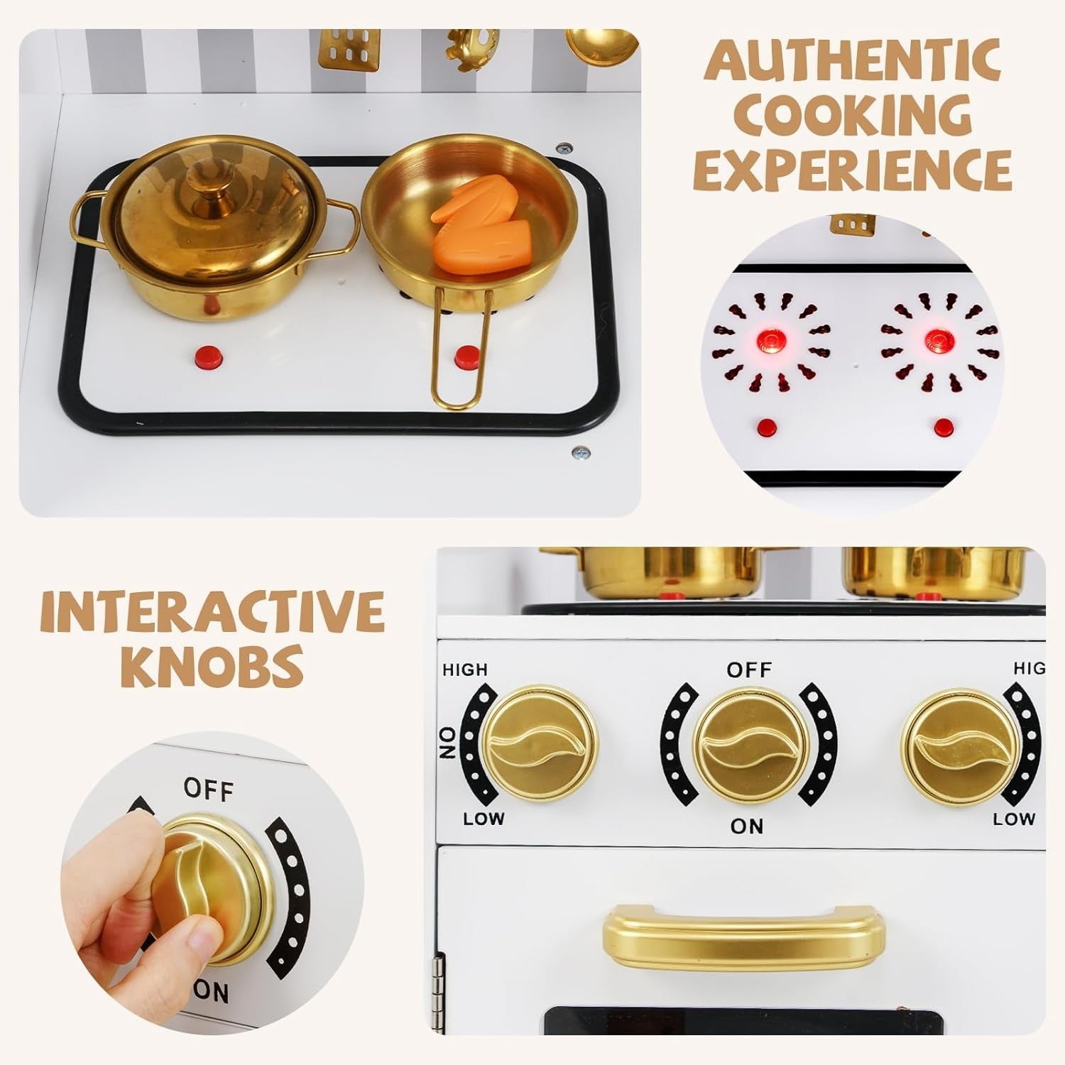 Luxury Kids Wooden Play Kitchen Lights Sounds Water Dispenser Toy