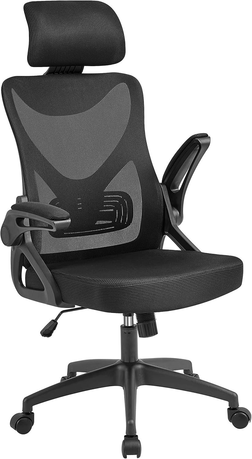 Ergonomic Mesh Office Desk Chair High Back Headrest Lumbar Support Black Rolling