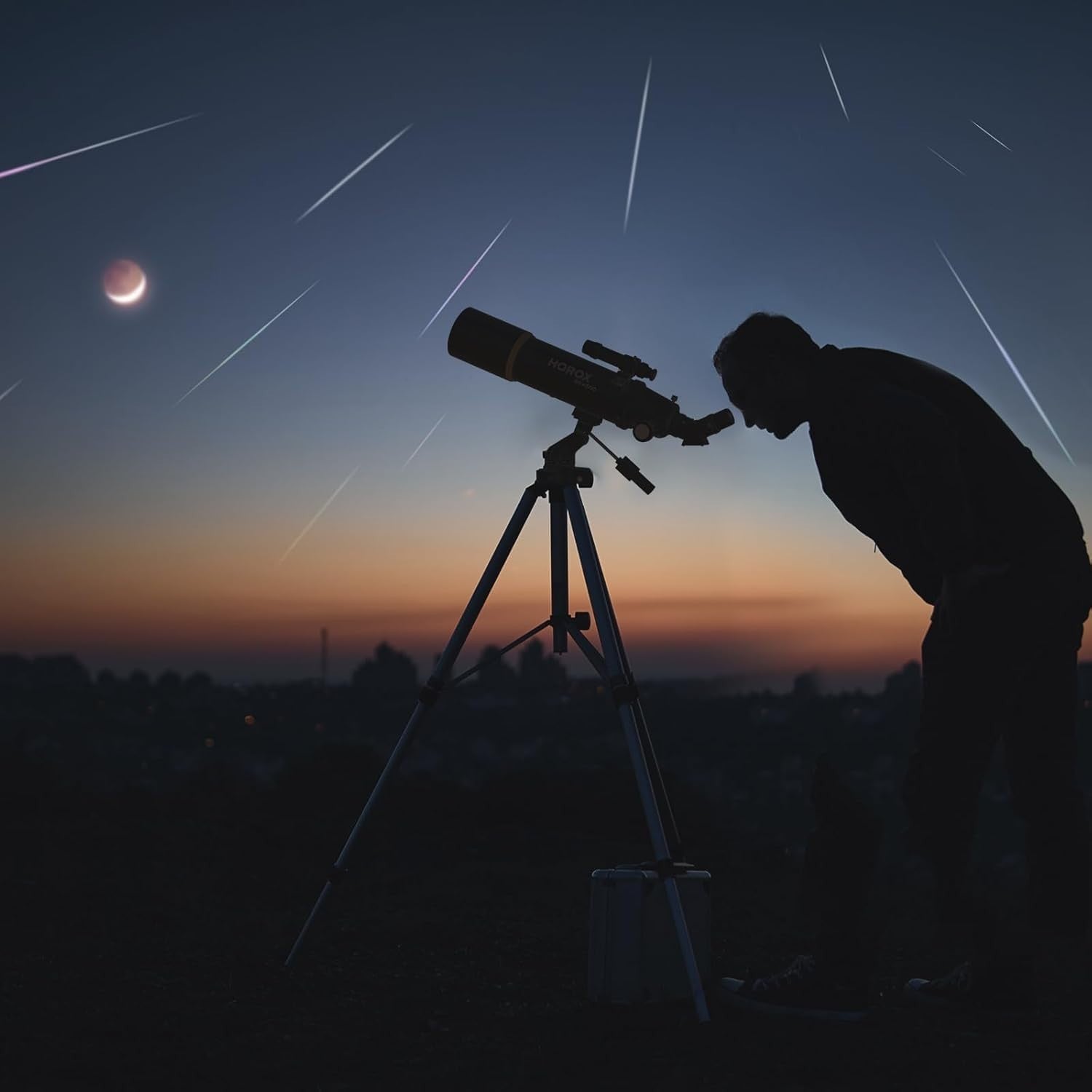 80mm Aperture 500mm Refractor Telescope for Adults & Kids with Tripod - Black