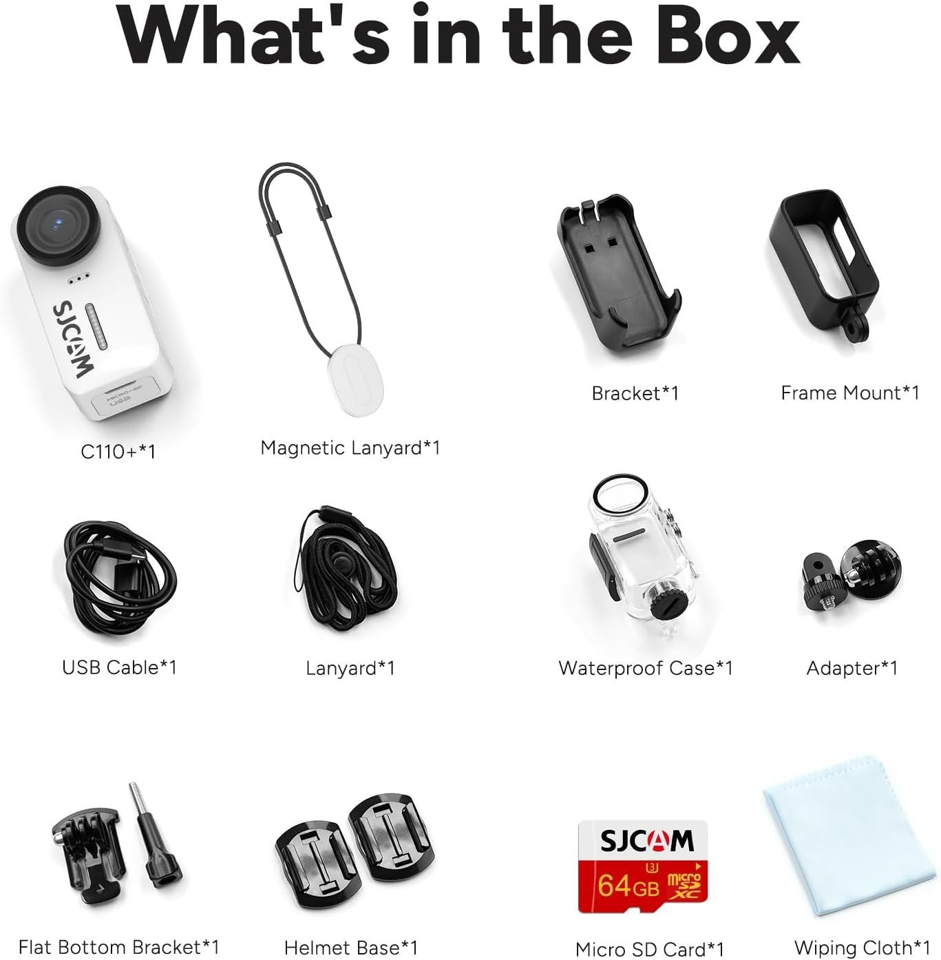 4K Mini Body Camera 170° Waterproof POV Action Cam 64GB White