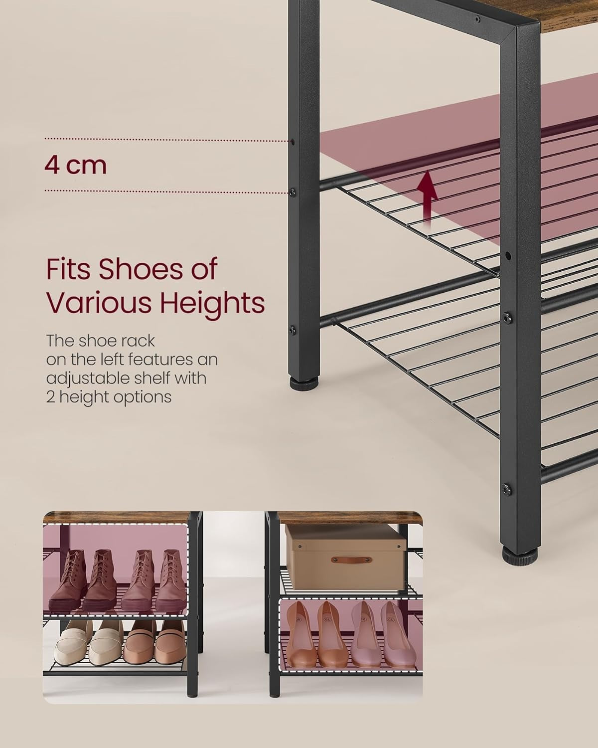Entryway Hall Tree with Shoe Bench & Storage Hooks | 120x40x190cm