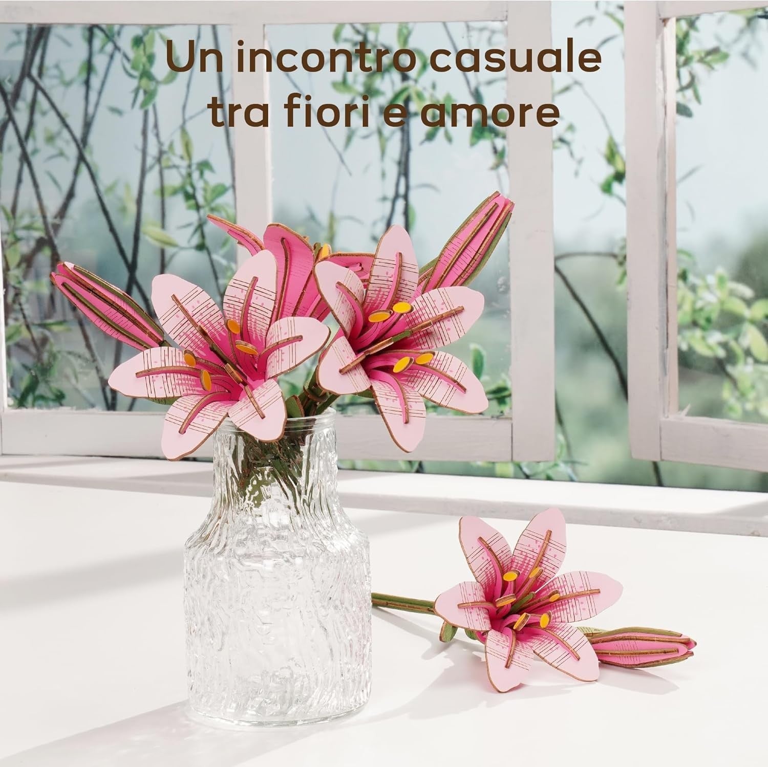 DIY 3D Wooden Lily Flower Puzzle Kit – Elegant Floral Craft Gift Set