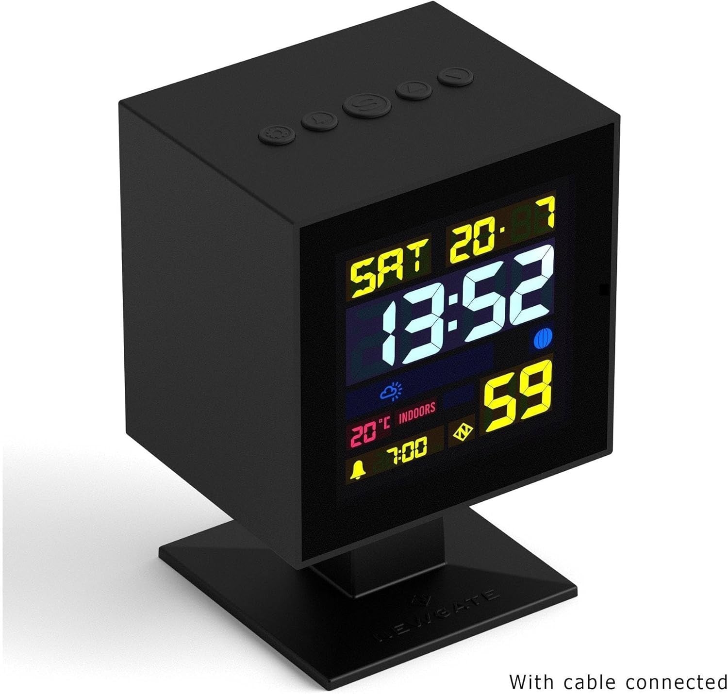 Large Digital Alarm Clock Black Retro Square LCD Desk Bedside Time Display