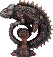 Steampunk Chameleon Lizard Figurine 22.3cm Bronze Resin Ornament Hand Painted